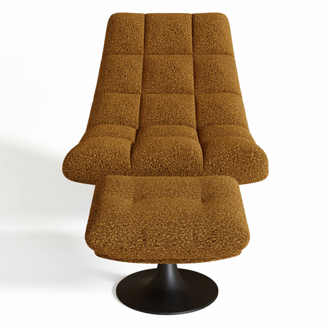 Ensemble fauteuil pivotant et repose-pieds COSMO bouclette