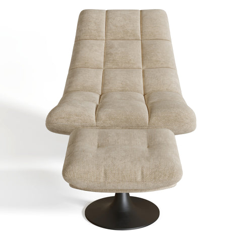 Ensemble fauteuil pivotant et repose-pieds COSMO velours chenillé