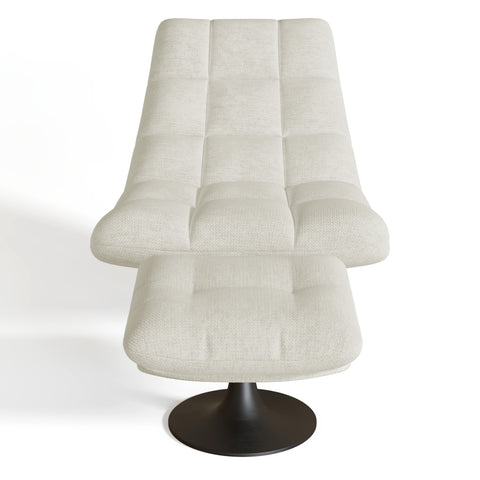 Ensemble fauteuil pivotant et repose-pieds COSMO velours chenillé