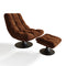 Ensemble fauteuil pivotant et repose-pieds COSMO velours chenillé