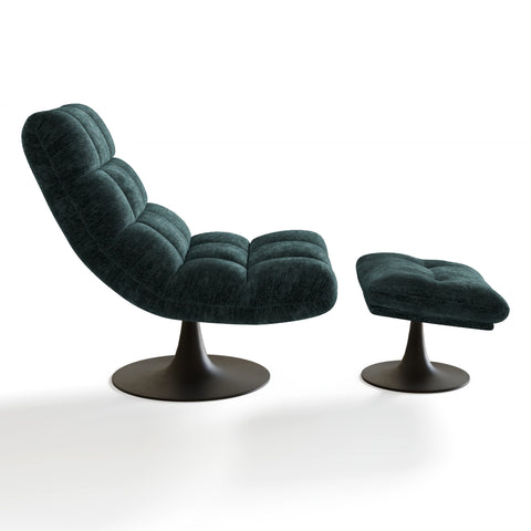 Ensemble fauteuil pivotant et repose-pieds COSMO velours chenillé