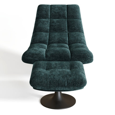 Ensemble fauteuil pivotant et repose-pieds COSMO velours chenillé