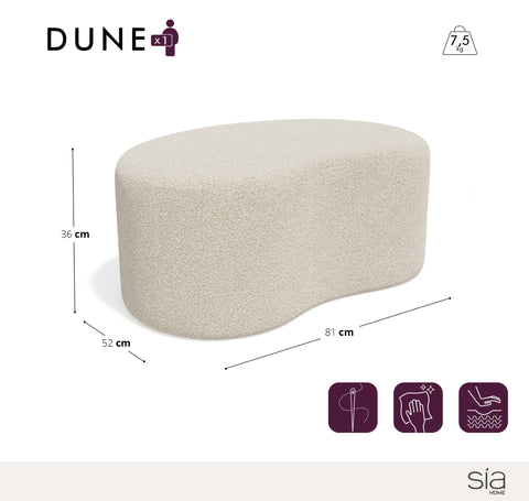 Pouf DUNE 80cm tissu bouclette
