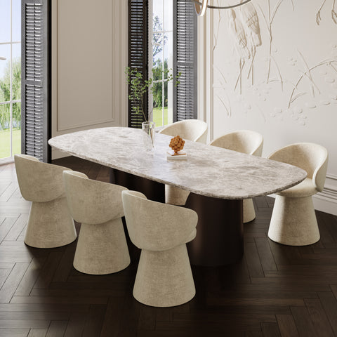 Lot de 2 fauteuils rotatif 180° FLARE velours texturé crème