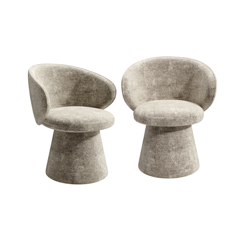 Lot de 2 fauteuils rotatif 180° FLARE velours texturé taupe