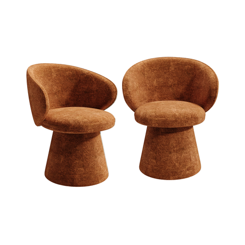 Lot de 2 fauteuils rotatif 180° FLARE velours texturé terracotta