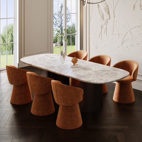 Lot de 2 fauteuils rotatif 180° FLARE velours texturé terracotta