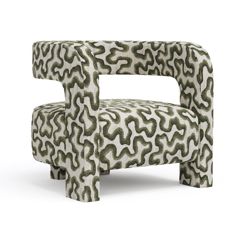 Fauteuil GABY tissu tramé à motifs