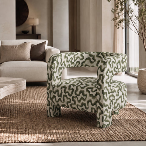 Fauteuil GABY tissu tramé à motifs