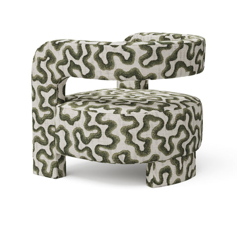 Fauteuil GABY tissu tramé à motifs
