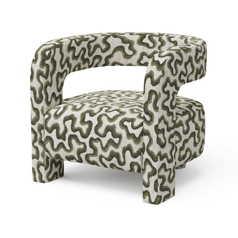 Fauteuil GABY tissu tramé à motifs