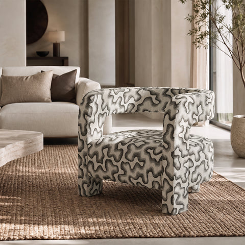 Fauteuil GABY tissu tramé à motifs