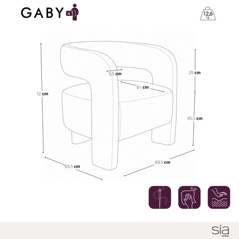 Fauteuil GABY velours texturé