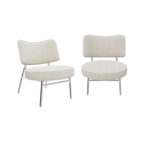 Lot de 2 fauteuils IGGY tissu bouclette crème