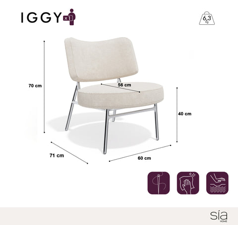 Lot de 2 fauteuils IGGY tissu bouclette crème