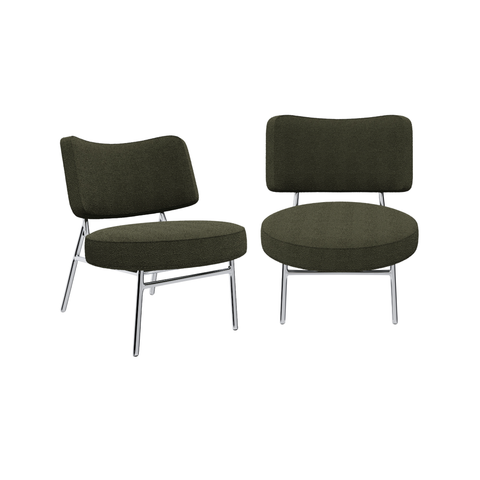 Lot de 2 fauteuils IGGY tissu bouclette kaki