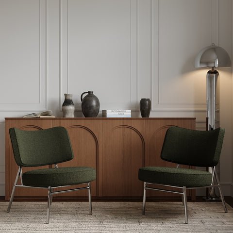 Lot de 2 fauteuils IGGY tissu bouclette kaki