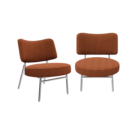 Lot de 2 fauteuils IGGY tissu bouclette terracotta