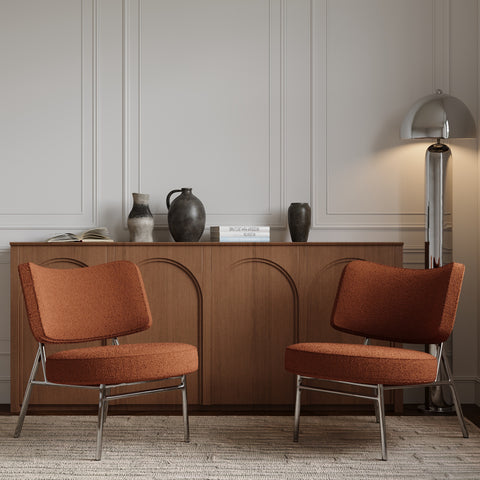 Lot de 2 fauteuils IGGY tissu bouclette terracotta