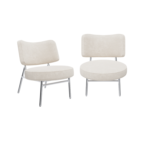 Lot de 2 fauteuils IGGY velours côtelé écru