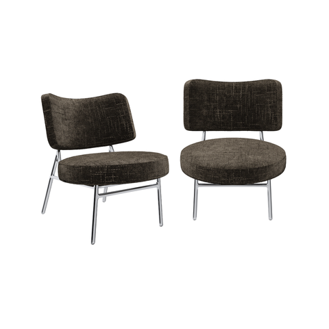 Lot de 2 fauteuils IGGY velours tramé brun expresso