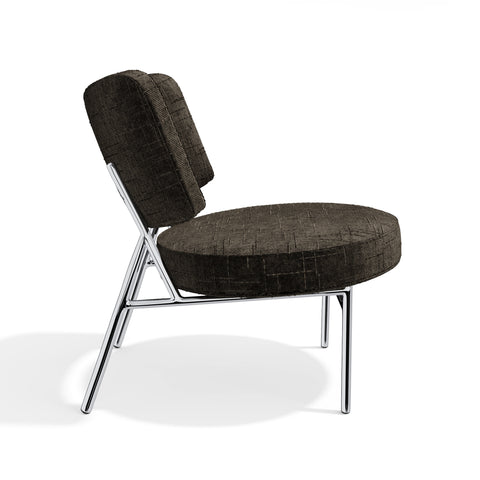 Lot de 2 fauteuils IGGY velours tramé brun expresso