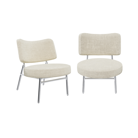 Lot de 2 fauteuils IGGY velours tramé crème