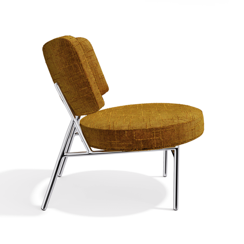 Lot de 2 fauteuils IGGY velours tramé moutarde