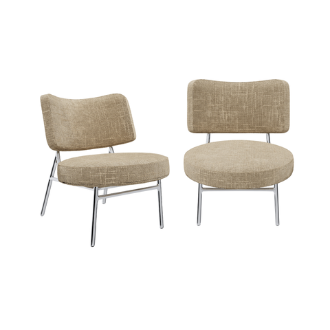 Lot de 2 fauteuils IGGY velours tramé taupe