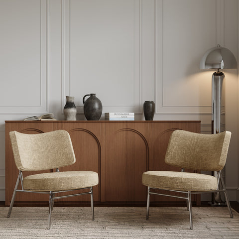 Lot de 2 fauteuils IGGY velours tramé taupe