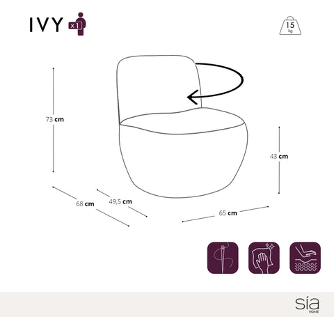 Fauteuil pivotant IVY velours tramé