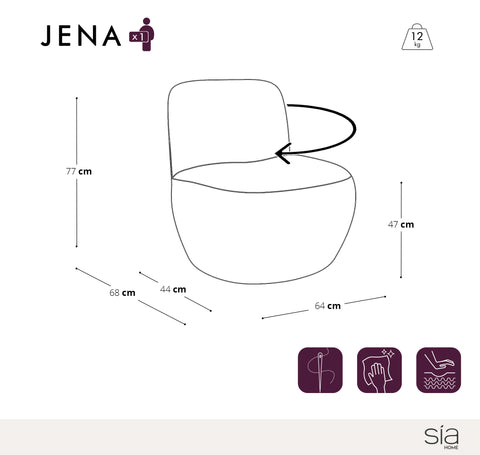 Lot de 2 fauteuils pivotant JENA bouclette crème