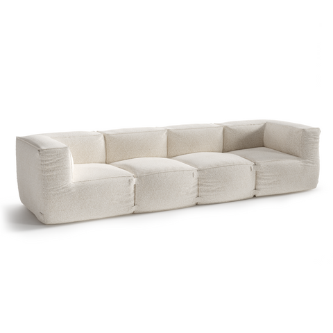 Canapé d'extérieur modulable 4 pièces BAIA tissu bouclette beige chiné