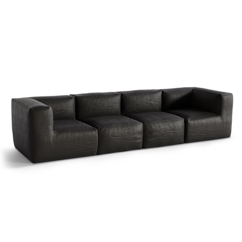 Canapé d'extérieur modulable 4 pièces BAIA tissu bouclette beige chiné