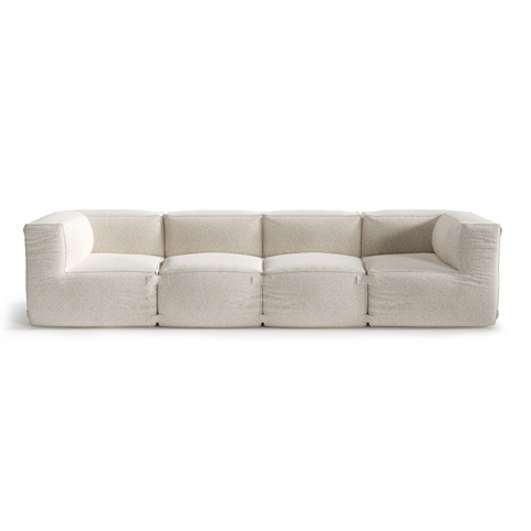 Canapé d'extérieur modulable 4 pièces BAIA tissu bouclette beige chiné