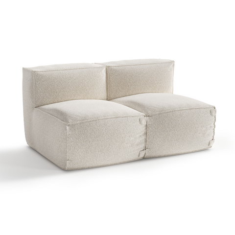 Canapé d'extérieur modulable 2 pièces BAIA tissu bouclette beige chiné