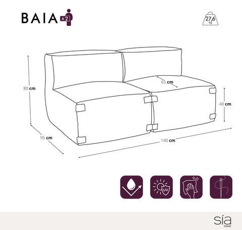Canapé d'extérieur modulable 2 pièces BAIA tissu bouclette beige chiné