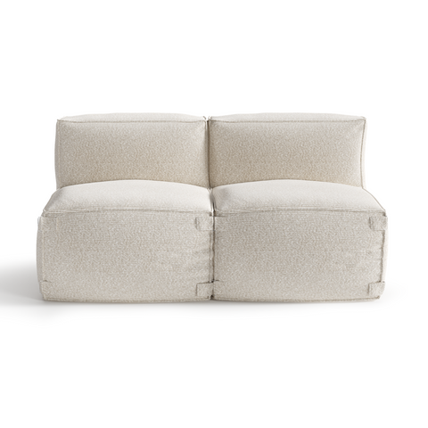 Canapé d'extérieur modulable 2 pièces BAIA tissu bouclette beige chiné