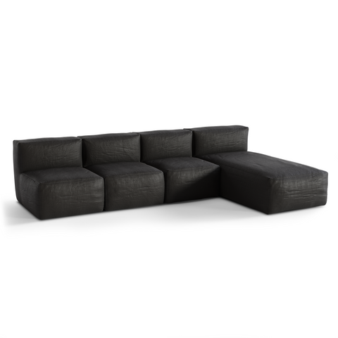 Canapé d'extérieur modulable avec méridienne 4 pièces BAIA tissu bouclette beige chiné
