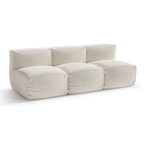 Canapé d'extérieur modulable 3 pièces BAIA tissu bouclette beige chiné