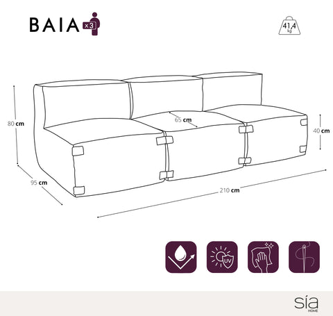Canapé d'extérieur modulable 3 pièces BAIA tissu bouclette beige chiné