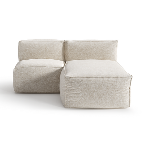Canapé d'extérieur modulable avec méridienne 2 pièces BAIA tissu bouclette beige chiné