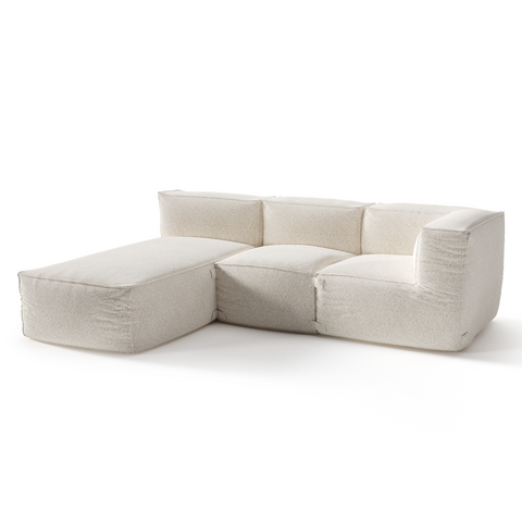 Canapé d'extérieur modulable avec méridienne 3 pièces BAIA tissu bouclette beige chiné