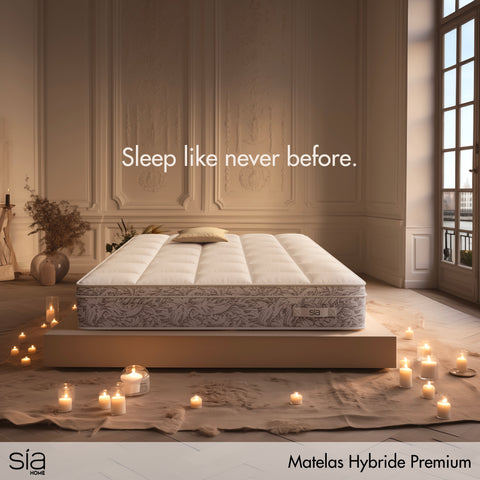 Ensemble matelas Hybride Premium Ressorts ensachés + Sommier 140x190cm