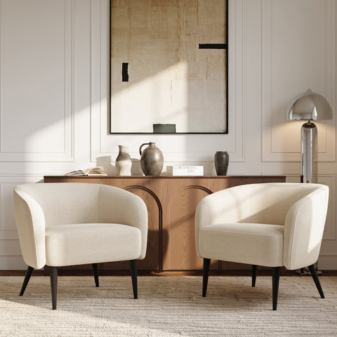 Fauteuil LOVEN tissu tramé toucher doux