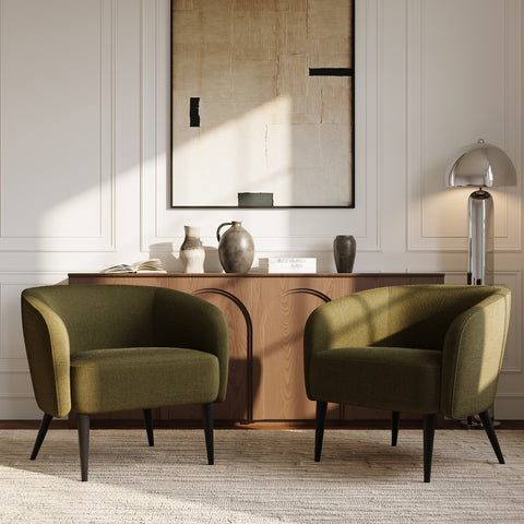 Fauteuil LOVEN tissu tramé toucher doux