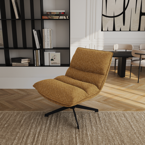 Fauteuil pivotant pied noir NAPA tissu tramé toucher doux