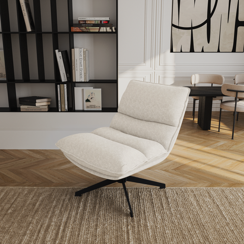 Fauteuil pivotant pied noir NAPA tissu tramé toucher doux