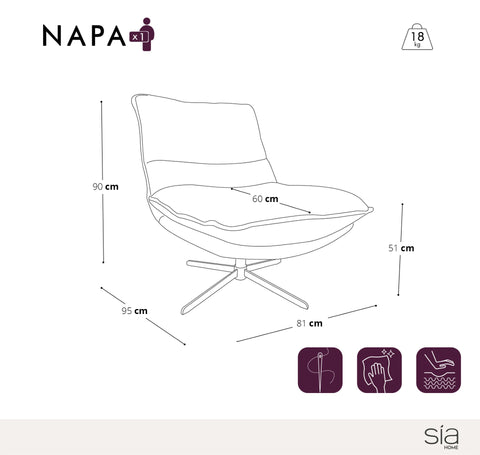 Fauteuil pivotant pied noir NAPA tissu tramé toucher doux