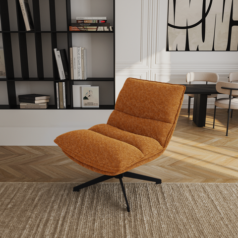 Fauteuil pivotant pied noir NAPA tissu tramé toucher doux